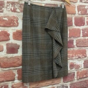 ANTONIO MELANI Brown Plaid Pencil Skirt